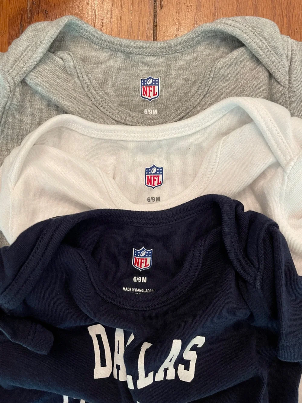 Dallas Cowboys NFL Licensed - Bundle of 3 Baby Bodysuits - 6-9 Months